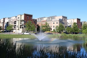 fountain at apartment complex community