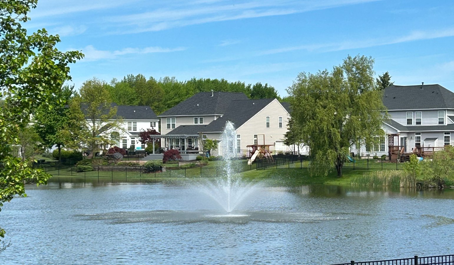fountain in pond
