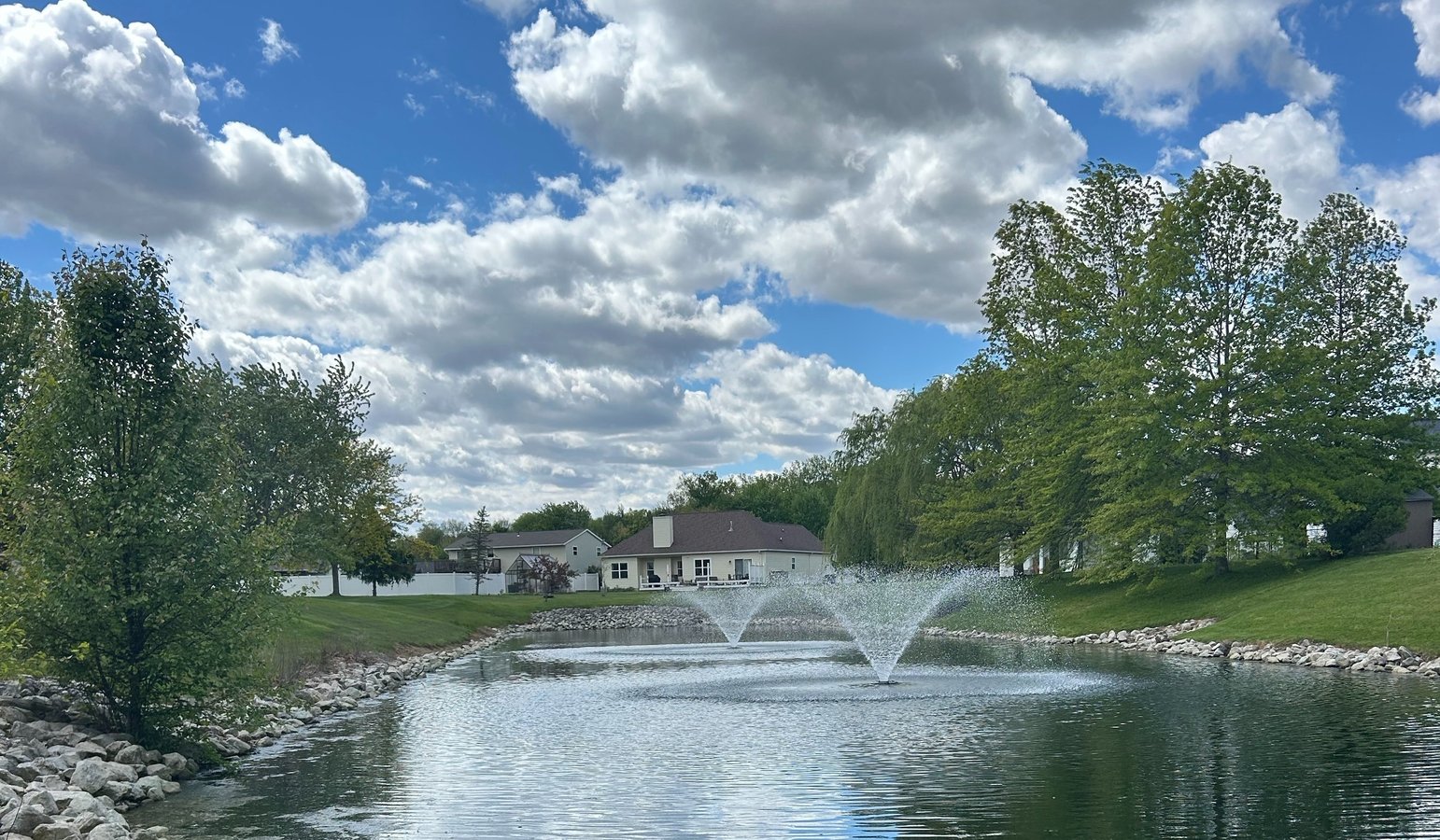 fountain in pond
