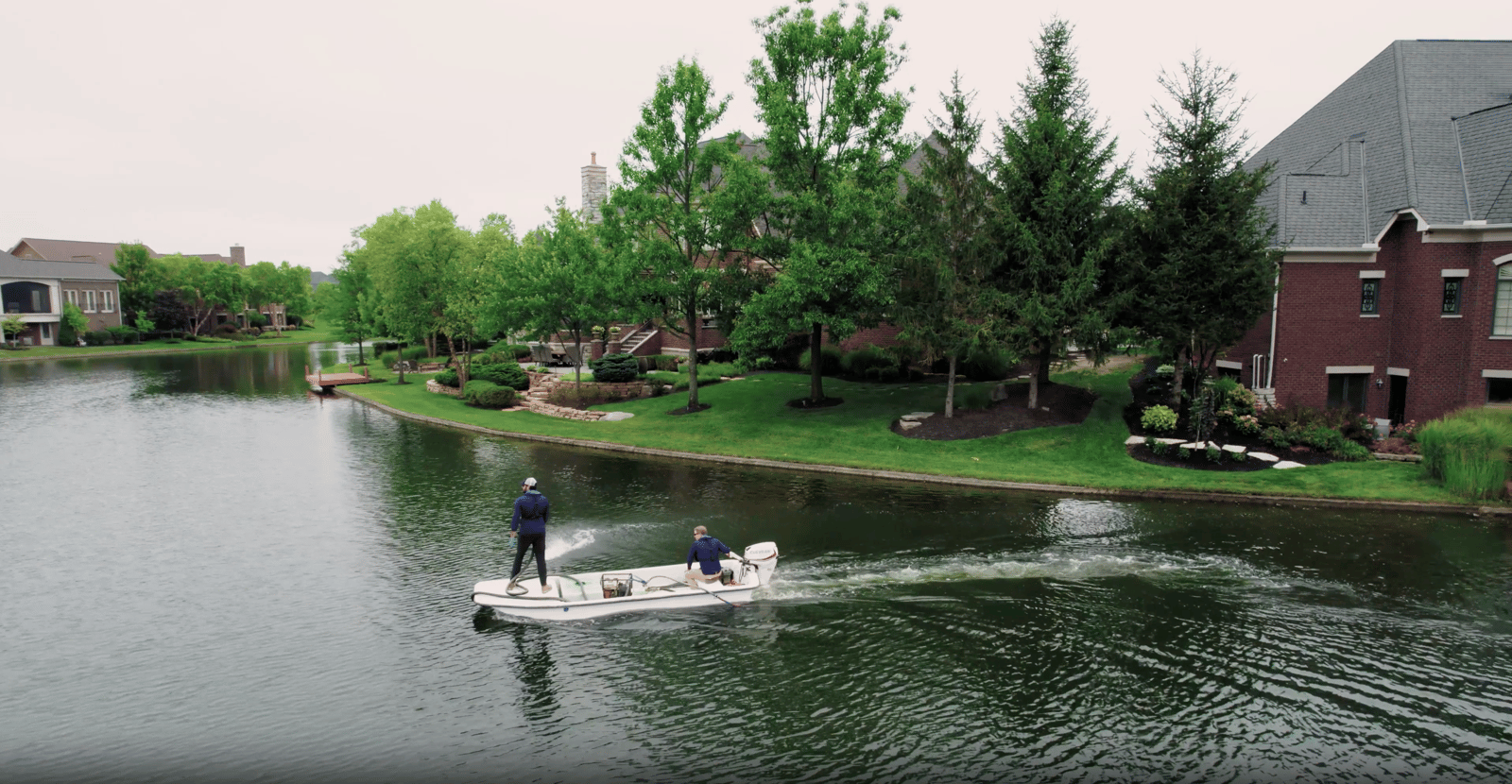 applicator treating pond