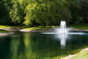 Fountain in pond