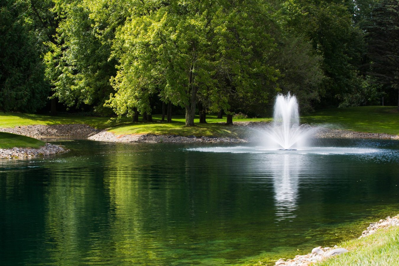 Fountain in pond