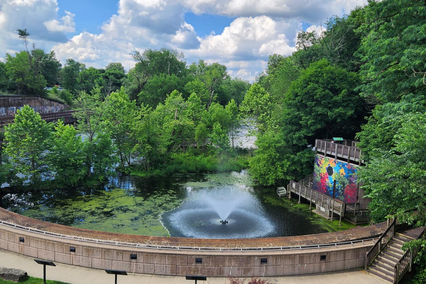 floating fountain in kent ohio