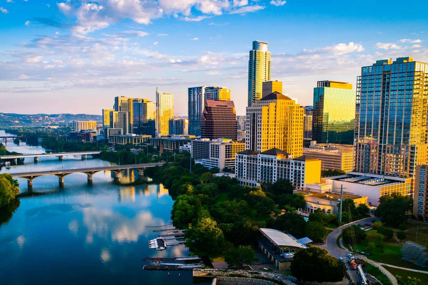 Aerial view austin texas skyline