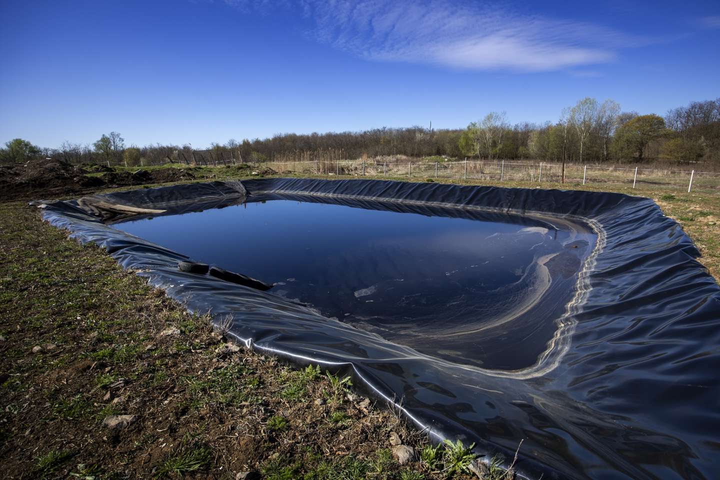 Pond liner installation