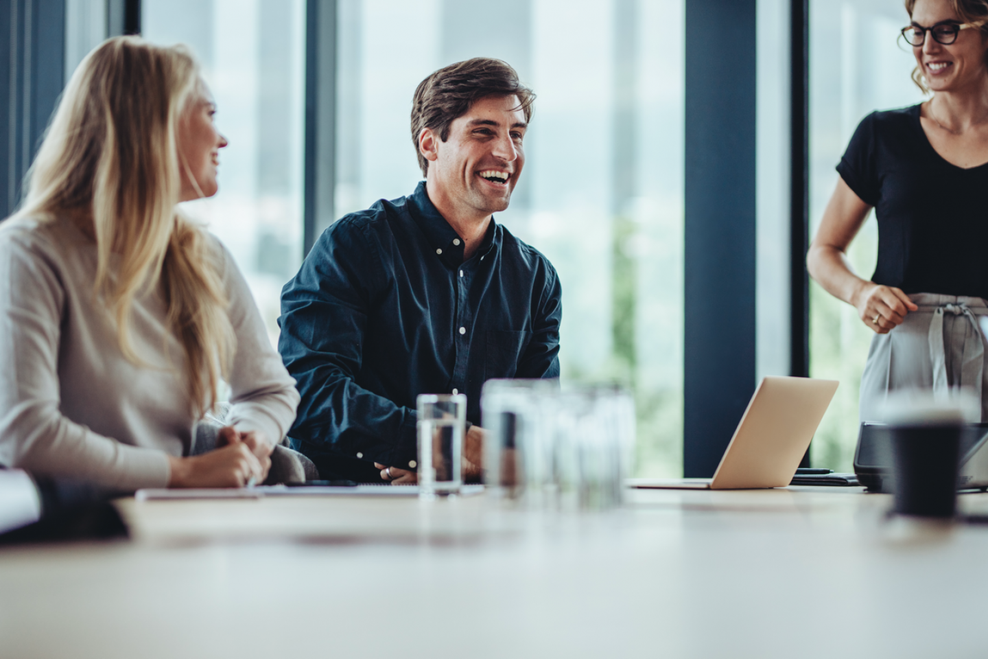 successful business partnership smiling 