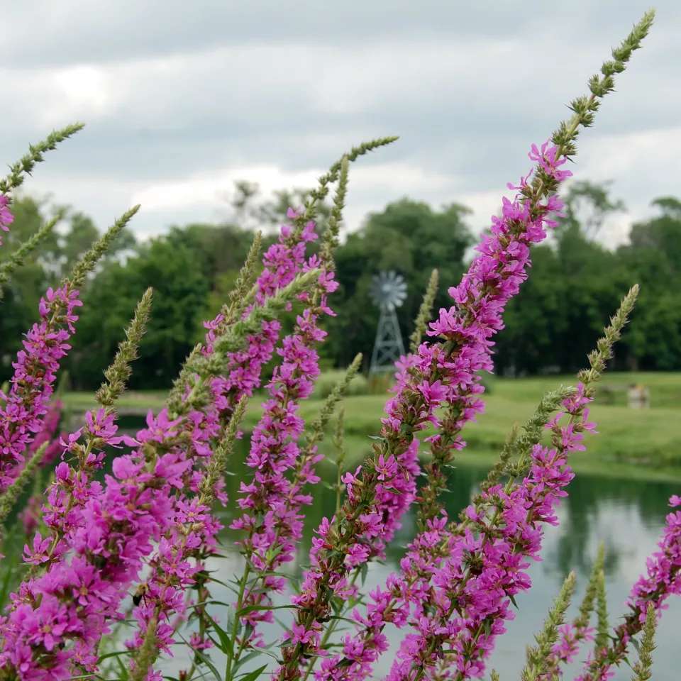 Purple Loosestrife (Lythrum salicaria) invasive emergent plant 