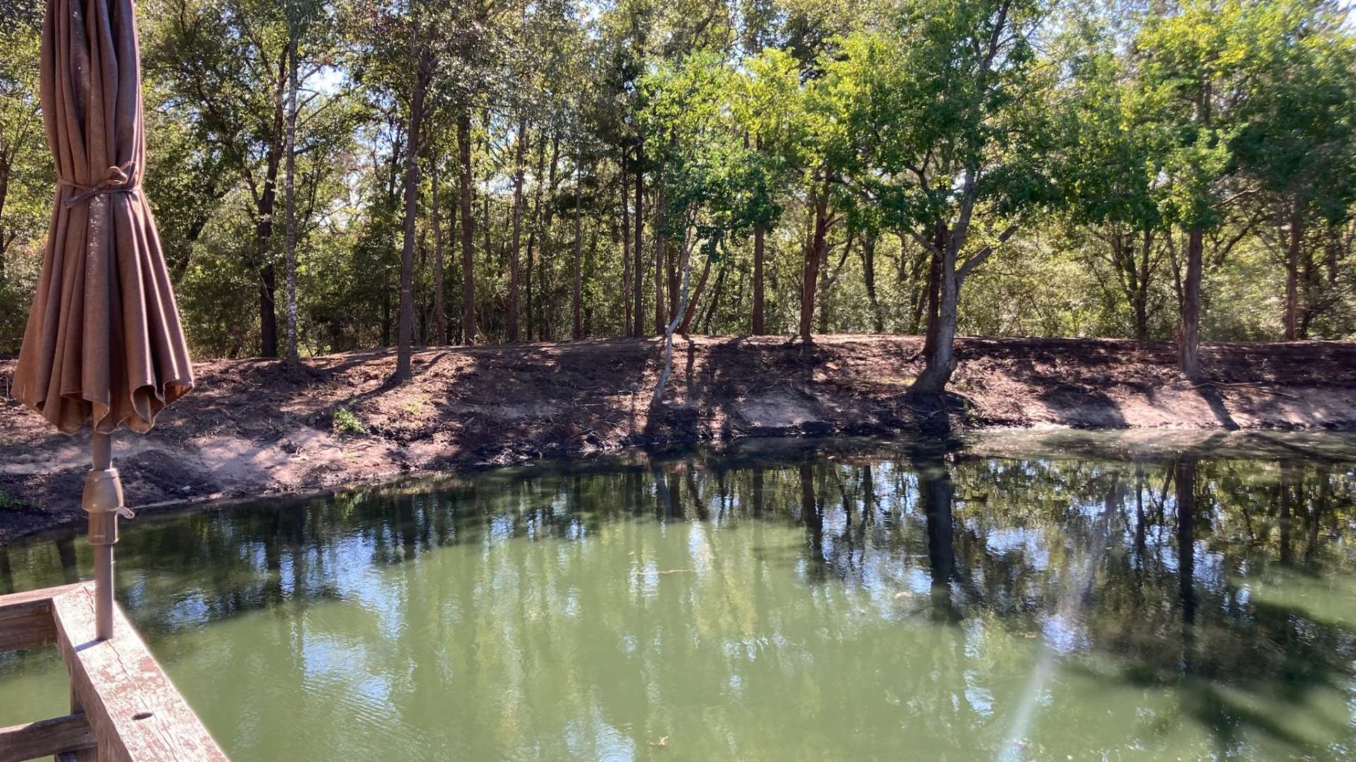 after water lilies were mechanically removed the water was clear and open